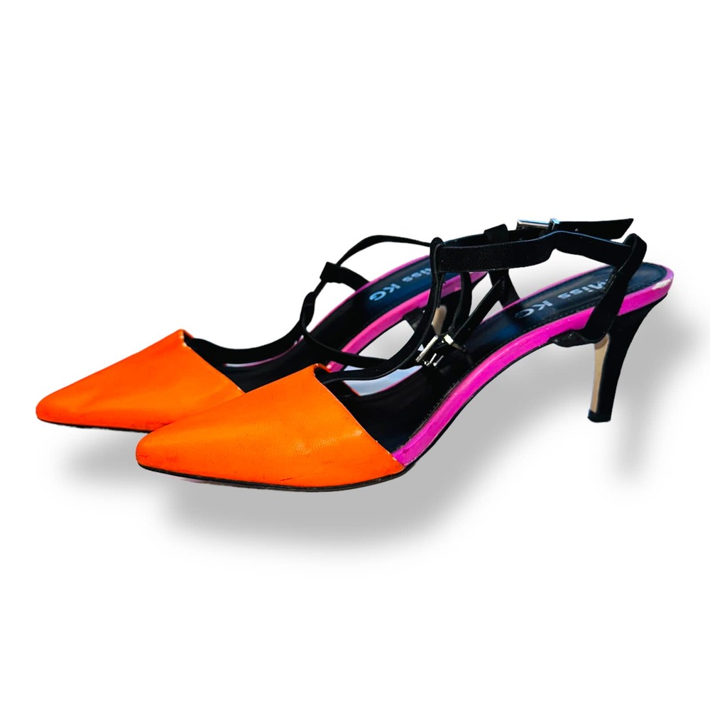 Miss KG Stilleto Heels. Size 7 Womens. Orange and Pink 2 inch heel